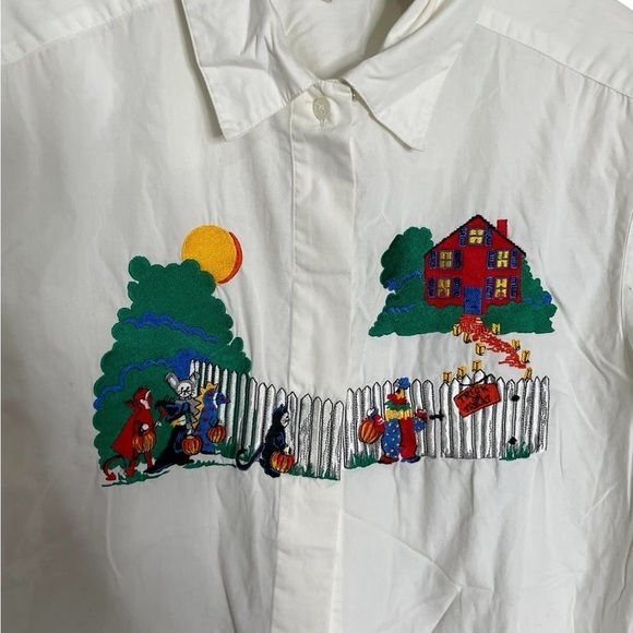 Vintage Bechamel Halloween Embroidered Button Down Top - Picture 2 of 6